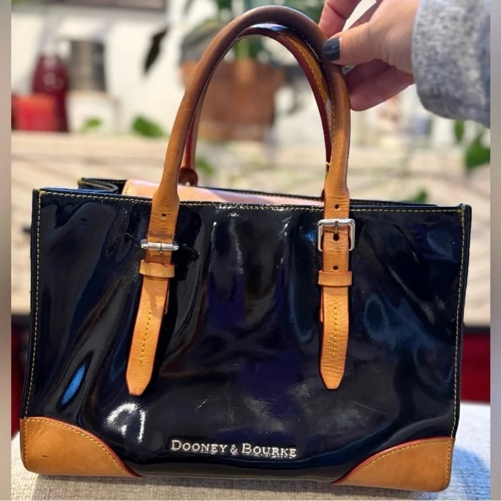 Dooney & Bourke All Leather - Black Patent and Tan